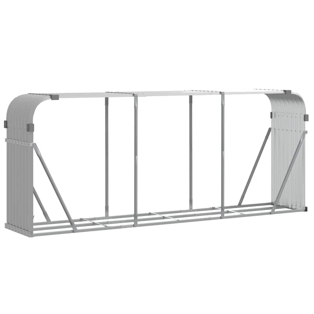 vidaXL Log Holder, Firewood Rack for Fireplace Storage Room, Log Store for Wood Burner Wrought, Wood Storage, Light Grey Galvanised Steel