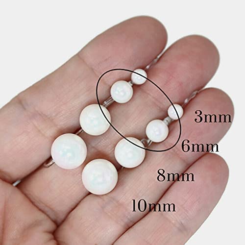 Pretty Smart Round Simulated Shell Pearl Invisible Clip On Earrings for Non-Pierced Ears White (6mm)