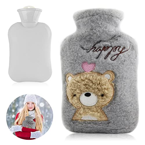 Wärmflasche Kinder, Bettflasche mit Bezug, Warmwassersack, Abnehmbare und waschbare Wärmflasche, Best Weihnachten & Wintergeschenke