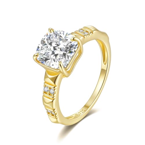 Bague fiançailles moissanite coussin 2,5 carats argent 925 femme VVS1 D