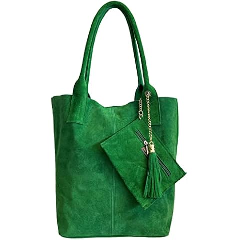Sac shopper Modarno en daim vert émeraude Cover