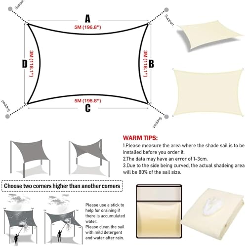 Toile ombrage exterieur avec kit de fixation complet 24 pièces