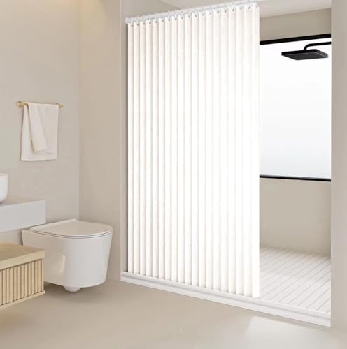 Single tree forest Cortina de Ducha de Lino Plisada, Duradera y de Cierre rápido, para duchas a RAS de Suelo.- W180xH200cm-White