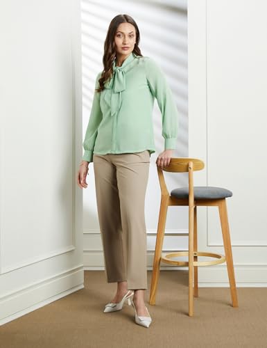 Image of Symbol Premium Women's Bow Tie Top (Regular Fit | Solid | Desk-to-Dinner) (Available in Plus Sizes)