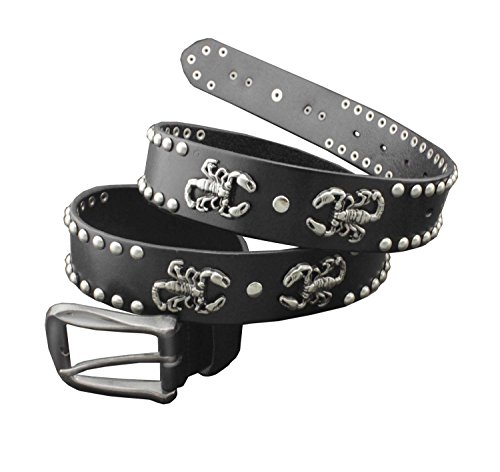 Heavy Metal Scorpion Studded Biker Hip Hop Genuine Leather Belt Mens Waistband (110Cm) #TOP5
