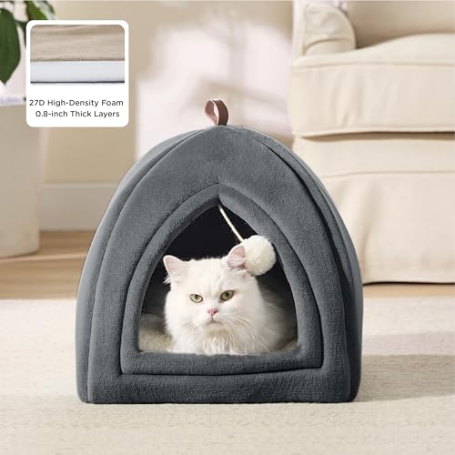 Bedsure Katzenhöhle Katzen Dunkelgrau - Faltbare Katzenbett, 40x40cm – Ansicht 2