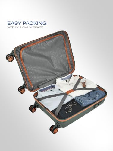 Image of Safari Benson Cabin 8 Wheels 55cm Carry on Trolley Bag Hard Case Polypropylene 360 Degree Wheeling System Luggage, TSA Approved Lock, Trolley Bags for Travel, Suitcase for Travel, Sage Green