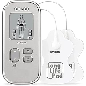 OMRON E3 Intense TENS apparaat – Aanpasbare pijntherapie met 6 programma’s, 3 massageprogramma’s, 15 intensiteitsniveaus en duurzame, herbruikbare en wasbare pads