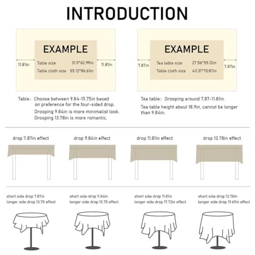 Linen Tablecloths for Rectangle Tables,Fabric Tablecloth Advanced Waterproofing Technology for Dinningroom,Farmhouse