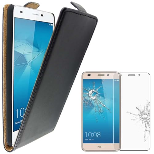 ebestStar - Cover Compatibile con Huawei Honor 5C Custodia Protezione Pelle PU Risvolto Verticale, Nero + Pellicola Vetro Temperato [Apparecchio: 147.1 x 73.8 x 8.3mm, 5.2'']