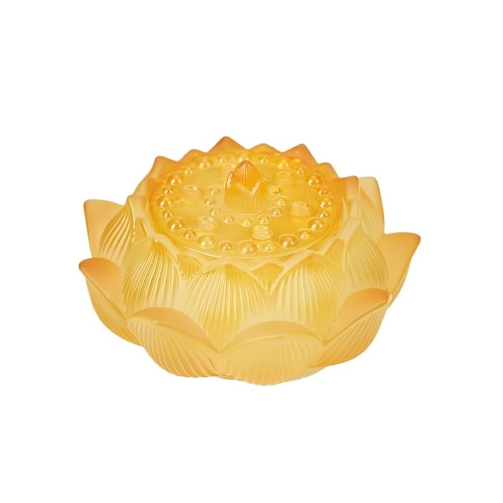 censer Glazed Lotus Thread Incense Burner Home Indoor Holder Creative Stick Ornaments(Yellow)