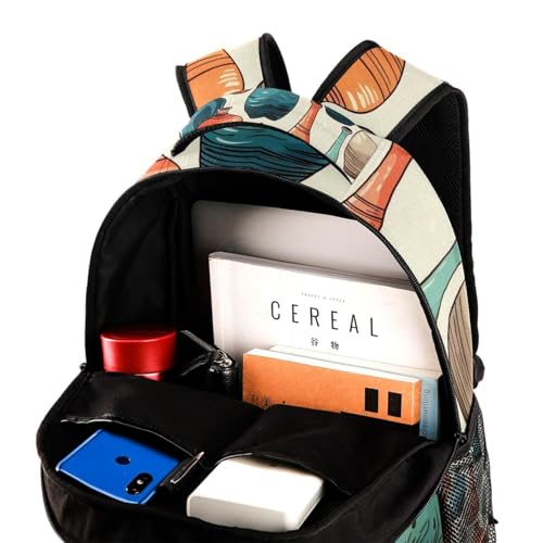 Sac à dos ordinateur portable et scolaire imprimé bowling multicolore