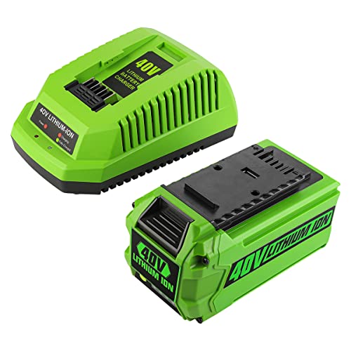 ANTRobut Replacement for Greenworks 40V Battery and Charger 29482 Compatible with 40V Greenworks Battery 29472 29462 6.5Ah