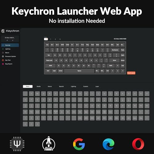 Image of Keychron K2 Max QMK /VIA 2.4 GHz & Bluetooth Wireless Custom Mechanical Keyboard for Mac /Windows /Linux, 75% Layout Keyboard RGB Backlight with Aluminum Banana Switch - Black