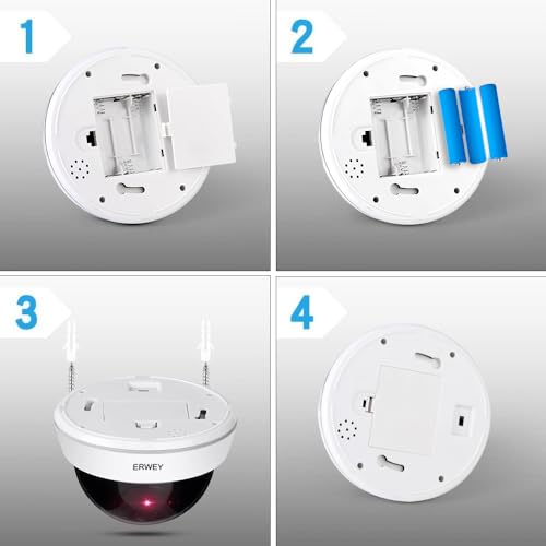 ERWEY Kamera Attrappe mit Objektiv Videoüberwachung Warensicherung Überwachungskamera Fake Camera mit rotem LED Licht für Wand Decke 2 Set – Bild 5