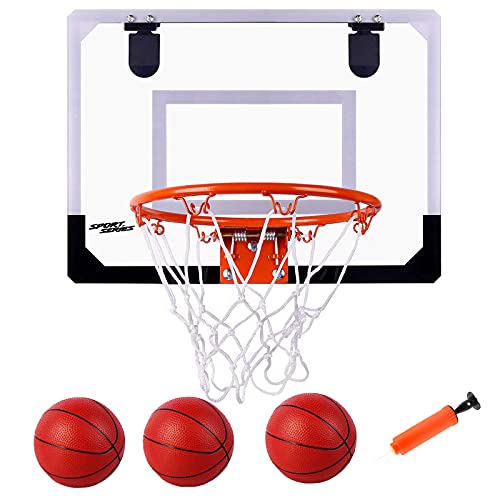 Indoor Mini Basketball Hoop Set for Kids and Adults Bedroom Basketball Hoop for Door & Wall with 3 Balls & Complete Basketball Accessories - Basketball Toy Gifts for Kids Boys Teens