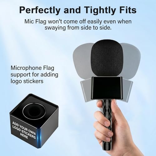 Image of HASTHIP Handheld Microphone Adapter Kit with Non slip Grip Handle Universal Cold Shoe and Mic Logo Holder for Reporting Presentations and Video Recording