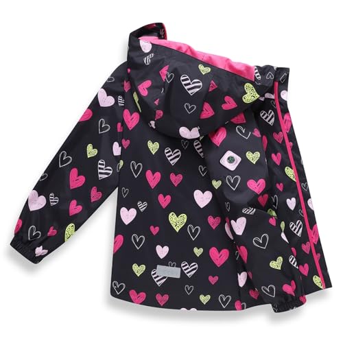 MGEOY Girls Rain Jacket Lightweight Waterproof Hooded Cotton Lined Raincoat Windbreaker for Kids Size 4-12 Years2