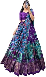 Women's Floral And Patola Print With Foil Work Tussar Silk Lehenga Cholli-picture-53