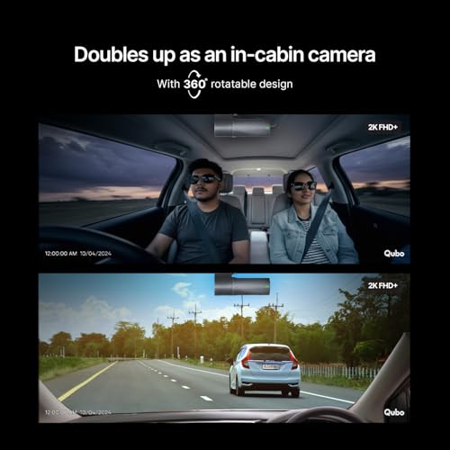 Image of Qubo Pro X DashCam (2026 Edition) | 2K Resolution FHD+ | Doubles up as in-Cabin Camera|NightPulse Vision | Wide FOV | Supercapacitor | Built in Wi-Fi, Mic | Up to 1TB Storage | Built for Indian Roads