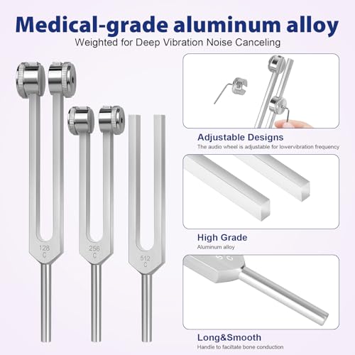 tuning forks for healing set 128hz 256hz 512hztuning fork with reflex hammer 3-piece tuning forks perfect for healing chakra sound therapy keep body mind and spirit in perfect harmony