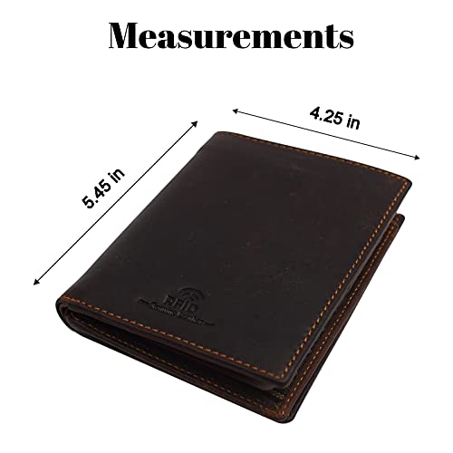MARSHAL Bifold Genuine Leather RFID Blocking Wallet For Men Card Slots, 2 Bill Compartments, ID Windows, Money, (Cazoro Brown)4