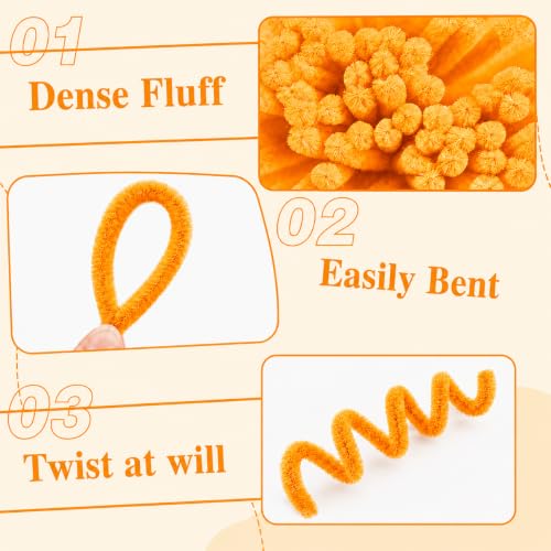 Image of YUNAMI 100 Pcs Pink Pipe Cleaners for DIY Craft Flowers - Fuzzy Chenille Stems & Fluffy Sticks for Arts & Crafts, Creative School Projects, Kids Craft Supplies, Home & Party Decor (Sunset Yellow , 100)