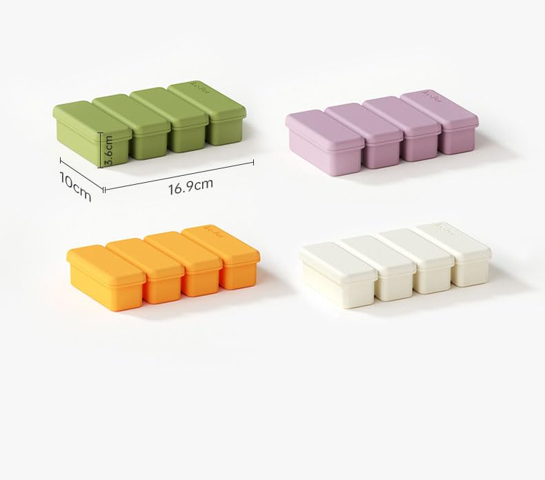 Image of Durable Extra Large Silicone Freezer Non-Stick Ice Maker Trays with Lids 4-Compartment Meal Prep Food Soup Storage Containers Easy Press Demolding Ice. (1 pcs)