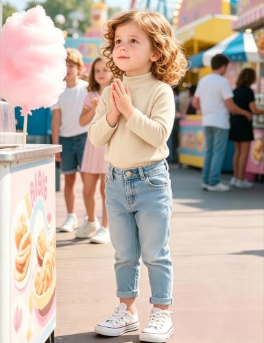 Image of Witwot Toddler Girls Mock Turtleneck Shirts Long Sleeve Thermal T-Shirt