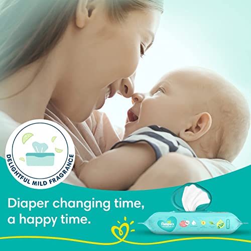 Image of Pampers Baby Gentle Wet Wipes with Lid 144 Count (72 X Pack of 12) | with Aloe Vera and Vitamin E | 97% Pure Water | Paraben free | Combo Pack
