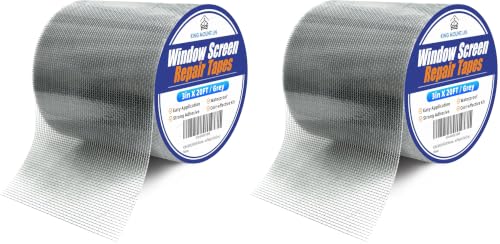 KING MOUNTAIN Grey Window Screen Repair Tape,3inX20FT Heavy Duty Screen Repair Kit for Window Screen and Screen Door Tears Holes,Strong Adhesive &amp; Waterproof Window Screen Patch (Pack of 2)