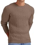 Sailwind Men's Cable Knit Jumpers Crewneck Jumper for Men Classic Pullover Sweater Soft Casual Knitwear with Ribbing Edge (Dark Khaki, 2XL)