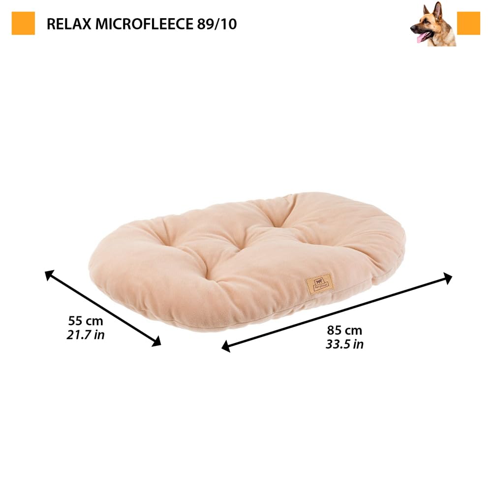 Groot hondenbed RELAX MICROFLEECE 89, zacht en wasbaar hondenkussen, taupe