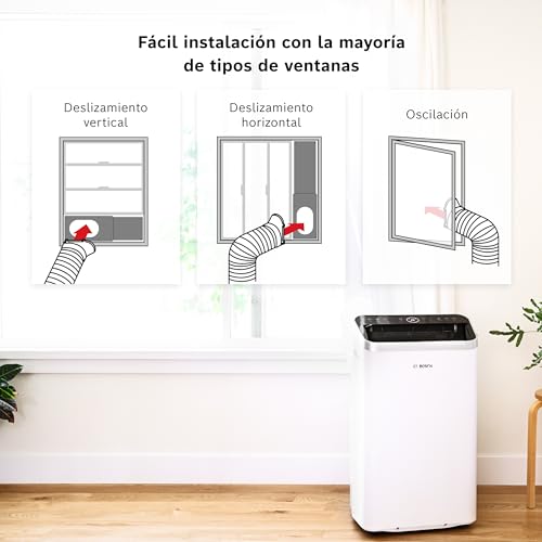 Bosch Cool 4000 AC Portátil - 3 en 1: Aire Acondicionado, Deshumidificador, Ventilador - 2,6 kW, Habitaciones de hasta 35m² - Con Modo Automático, Silencioso y Sleep - imagen 7