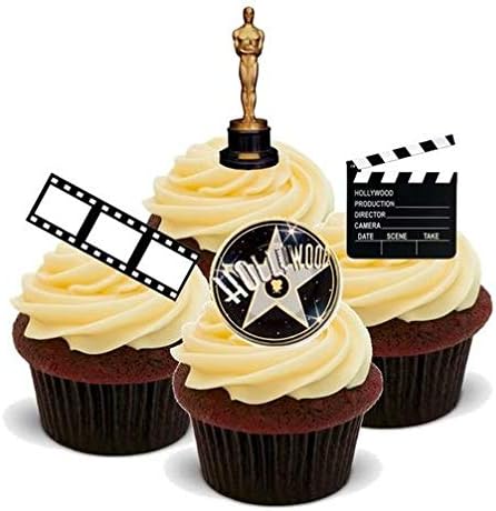Hollywood Style Mix Film Camera Action - Standups 12 Edible Standup Premium Wafer Cake Toppers