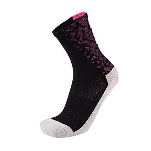 Leo565Tom - Calcetines de fútbol deportivos unisex con calcetines de fútbol, antideslizantes, gruesos, de longitud media pantorrilla, transpirables, calcetines deportivos profesionales, rosa, 1 unidad