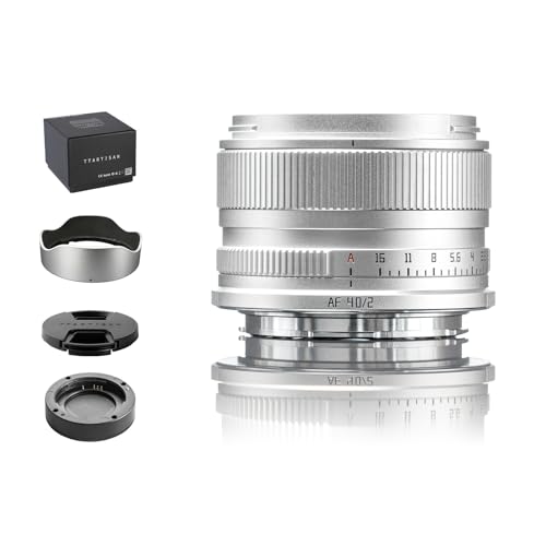 TTARTISAN AF 40mm f/2 Silver L Mount Lens for Leica L-Mount SL SL2 SL2-S SL3 S1 S1R S1H S5 S5M2 S5M2X FP FPL Cameras