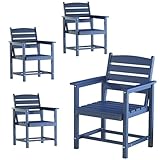 VONZOY Patio Dining Chairs Set of 4, HDPE Outdoor Furniture Set, Outdoor Dining Set for Garden, Backyard, Poolside (Blue, 4 Chairs)