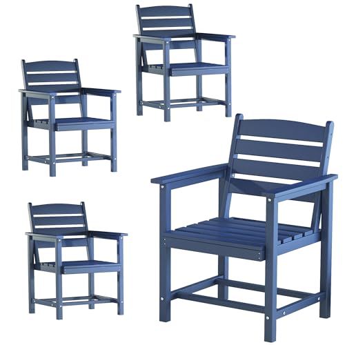 VONZOY Patio Dining Chairs Set of 4, HDPE Outdoor Furniture Set, Outdoor Dining Set for Garden, Backyard, Poolside (Blue, 4 Chairs)