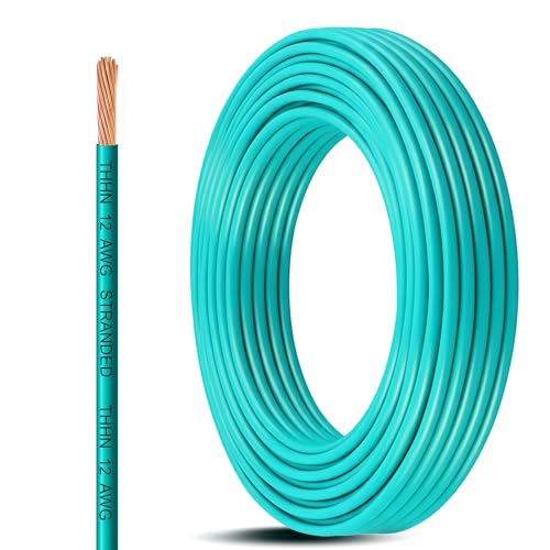 Image of THHN Wire 12 Gauge (12 AWG) 50 FT - Stranded Copper Building Wire for Panel /Control Wiring, Grounding & Lighting Circuits (Residential /Industrial), UL Listed, 600V, THWN-2, PVC /Nylon Jacket, Green