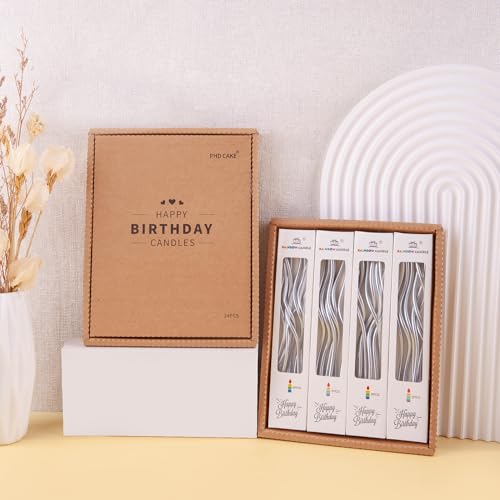 Phd Cake 24-Count Silver Spiral Long Thin Birthday Candles thumb #2