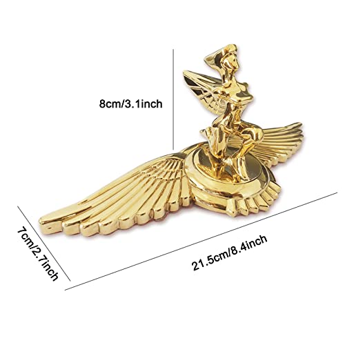 Image of Goddess Hood Ornaments for Cars Angel Flying Wings Logo Car Front Bonnet Stand Cars Metal Stickers Decals 3D Emblem Badge Auto Sticker Symbol Hood Ornament for Trucks Vehicle (Golden)