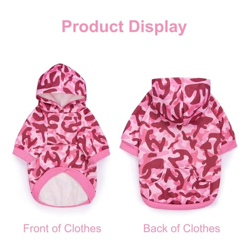 Dog Hoodies Clothes,Pet Pullover Sweater Sweatshirt Coat,Warm Comfortable Pet Camouflage Jumper Clothing for Cat Puppy Small Medium Dog_S(Pink Camouflage) - Image 3
