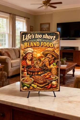 Life’s Too Short For Bland Food Vintage Tin Sign Spicy Kitchen Wall Decor Metal Plaque Retro Cooking Art Hot Sauce Grill Restaurant Cafe 8x12 Inch Pre Drilled Holes - Image 3