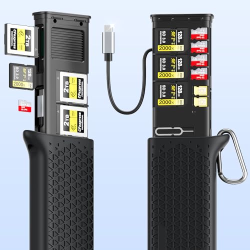 Lecteur CFexpress Type B 10Gbps USB 3.2 Boîtier Anti-Choc pour Cartes SD et Micro SD