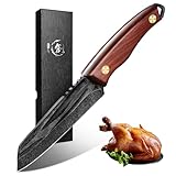 TIVOLI Japanese Tanto Knife – Fixed Blade Utility &Camping Knife, Hand-Forged High Carbon Steel, Walnut Wood Handle, Full Tang, for Indoor Cooking & Outdoor Adventures – Gift Knives for Men