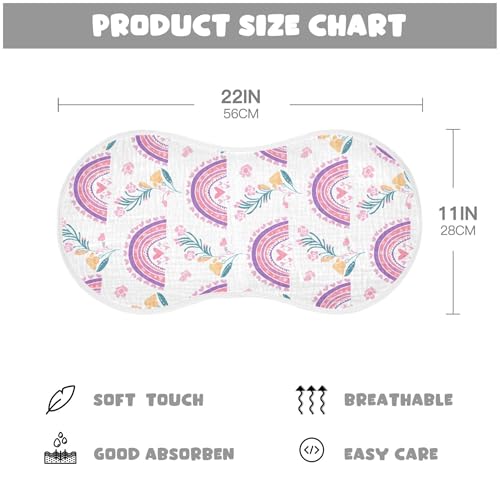 xigua Colorful Floral Muslin Baby Burp Cloths Set of 4, Super Soft & Absorbent Burping Rags, Cotton Burp Clothes Shower Gift for Newborn, Baby Girls and Boys4