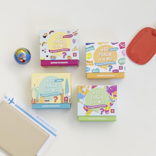 In 80 Fragen um die Welt - Kartenspiel für Globetrotter: Quizspiel mit 80 Karten | Geschenk für Weltenbummler und gegen Fernweh