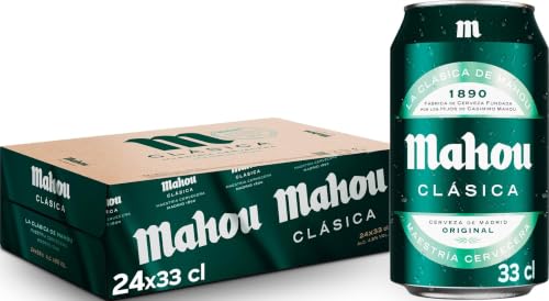 Mahou Clásica, Cerveza Lager Dorada, Pack 24 Latas x 33cl