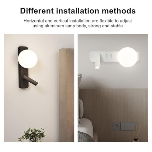 Aplique de pared de vidrio moderno con luz LED e interruptor integrado 5